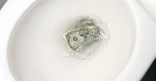 money down toilet