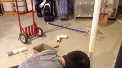 Putting the New Pipe in Place Photo