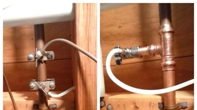 Replaced a saddle valve that was not up to code with an angle stop and tee the way it should be. Photo