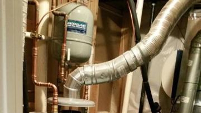 A 75 gallon gas water heater and expansion tank installed for a member of ours in Lorton, Va. Photo