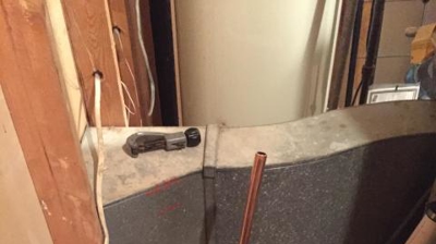 Newly Run Water Service to Basement Utility Room Photo