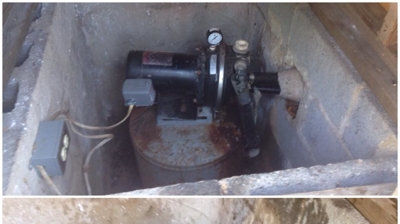 Jet pump replacement in a well house, before and after, in Stafford, VA. Photo